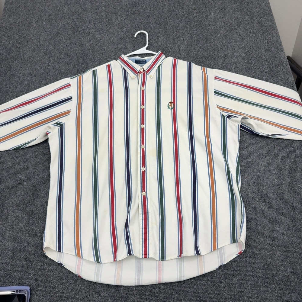 Vintage Chaps Ralph Lauren Shirt Mens XL Multi Cotton Striped Button Down Preppy